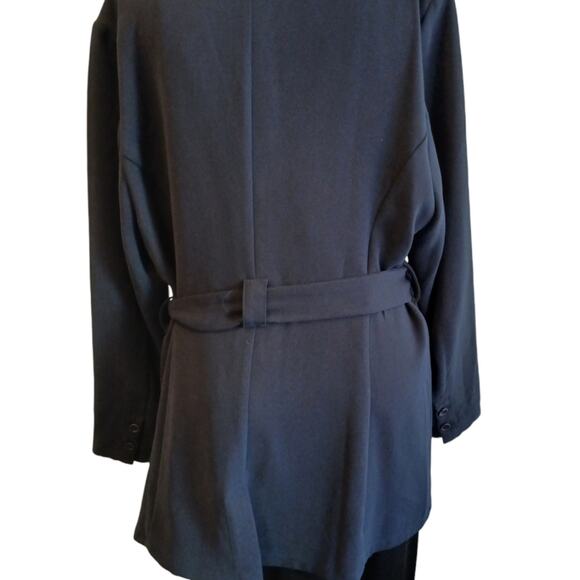 Standards & Practices Blazer Trench Sz 2X Navy Blue Long Coat Jacket Wrap Modern - Picture 4 of 15